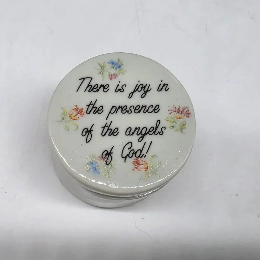 Ceramic Angel Themed Trinket Boxes With Inspirational Quotes Round 1.5